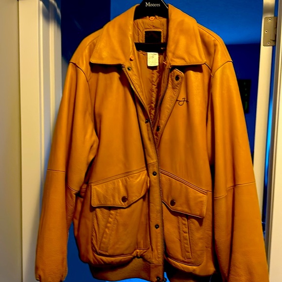 RARE Men’s 100% Authentic Leather Taupe Vintage Bomber Jacket by Sean John - Picture 3 of 12